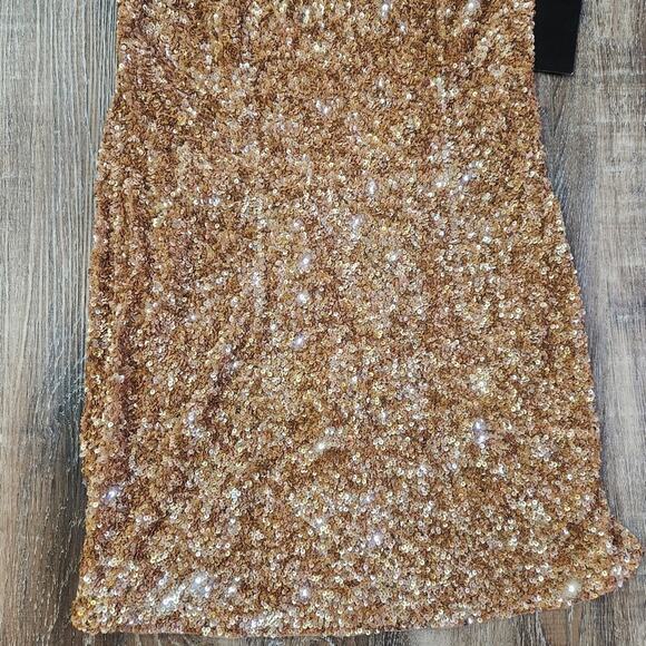 Retrofete Olivia Halter Sequin Mini Dress in Nude Halle Size XL NWOT Open Back - Picture 5 of 13